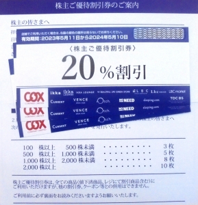 コックス株主優待2023年