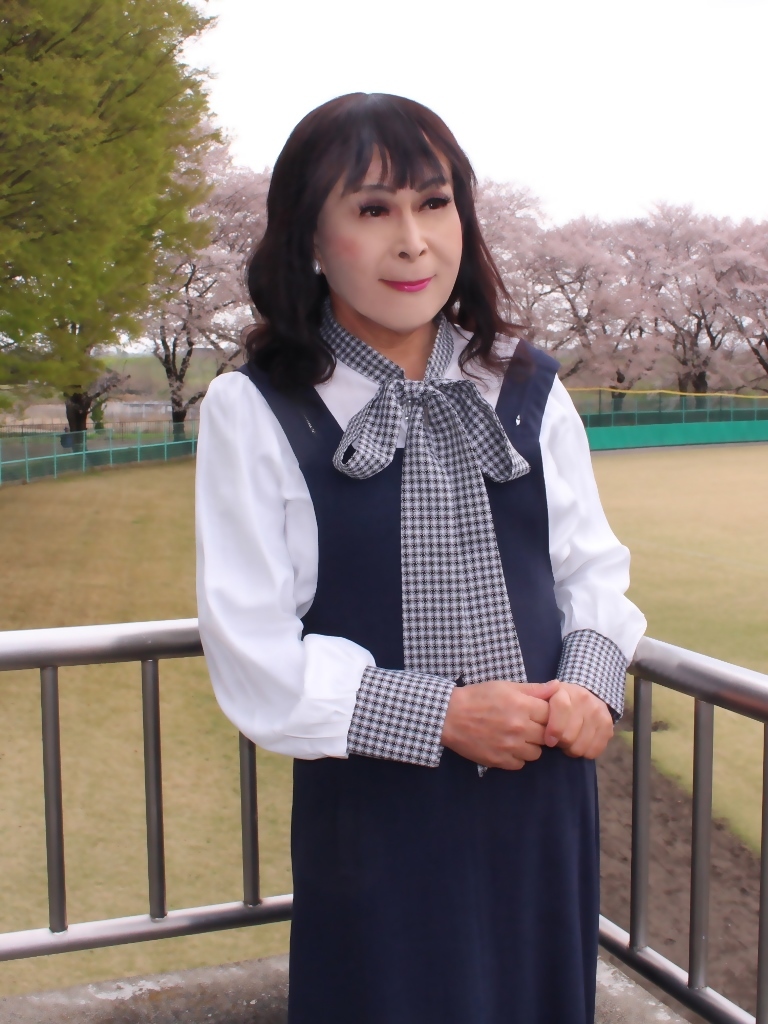 リボンブラウス紺ジャンパースカート桜B(3)