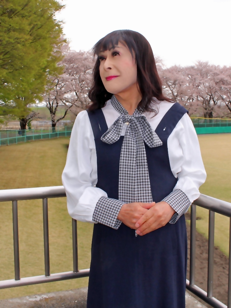 リボンブラウス紺ジャンパースカート桜B(4)