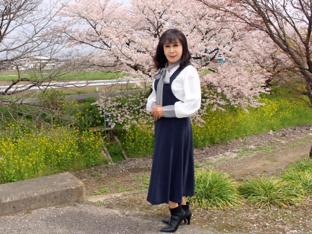 リボンブラウス紺ジャンパースカート桜B(6)
