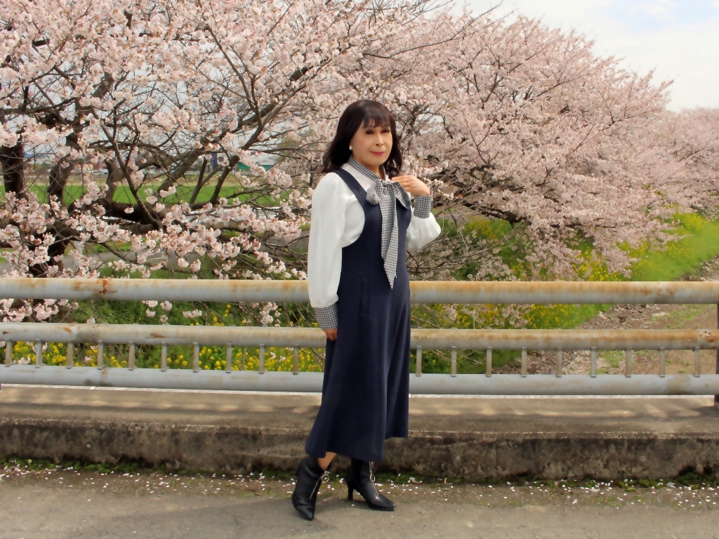 リボンブラウス紺ジャンパースカート桜B(8)