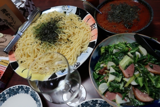 頂いた野菜たちと合鴨燻製のボロネーゼスパゲティ